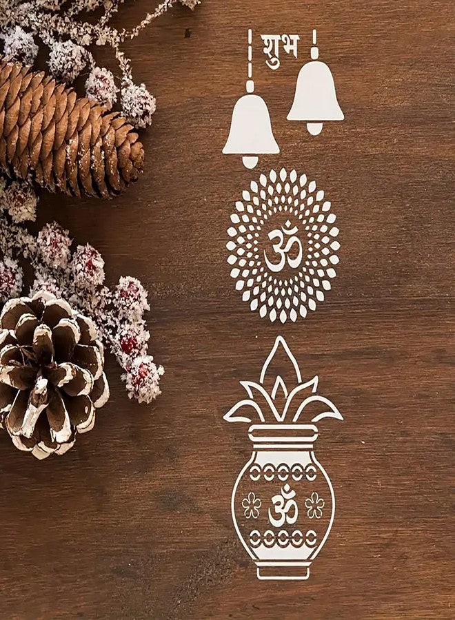 Cliths Set of 4 Indian God Stencils for Painting on Wall - 14.17 x 5.5 Inch - Reusable Indian Design Templates for Rangoli, DIY Craft, Floor & Wall Art, Plastic God Stencils for Wall Painting - Image 4